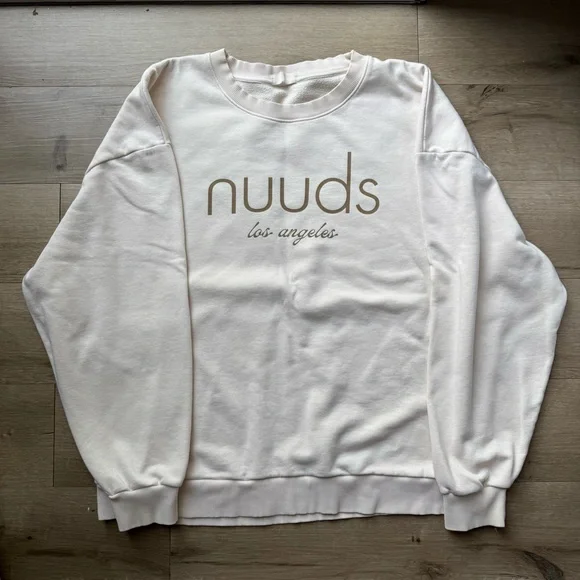 Nuuds Los Angeles Women’s Pullover Crewneck Sweatshirt Cream Off White Size XL - Picture 1 of 9